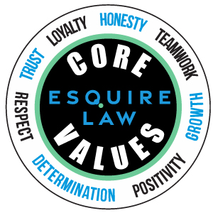 esquire law core values trust loyalty honesty teamwork respect determination positivity growth